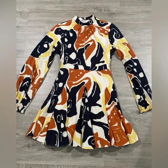 De Loreta‎ Leonor Long Sleeve Mini Dress Abstract Print Medium - Picture 3 of 6